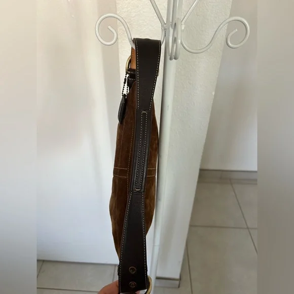 Coach #9503 brown suede small hobo - Picture 5 of 10